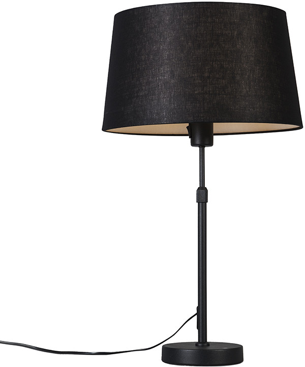 QAZQA Lampa stołowa regulowana czarna klosz czarny 35cm - Parte