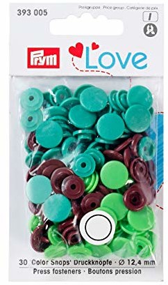 Prym 393005 Love przycisk Color KST 12,4 mm zielony/jasnozielony/brązowy, poliester, 12,4 m