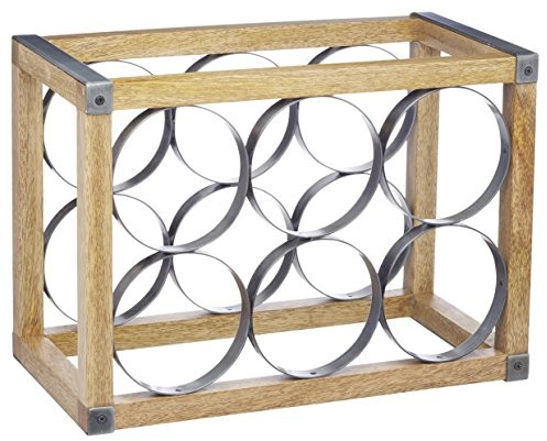 Kitchen Craft Kitchencraft przemysłowych kuchni Vintage do 6 butelka wina Metal/drewno Rack, 24,5 x 17,5 x 34 cm (24,1 x 17,8 x 34,3 cm) INDWR