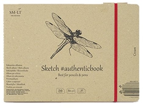 SMLT smlt 5EB-ozdobami 36St/C Authentic Line 245 X 176 MM szyta szkicownik authenticbook, 80 GSM Crme Filler Paper, 36 arkuszy