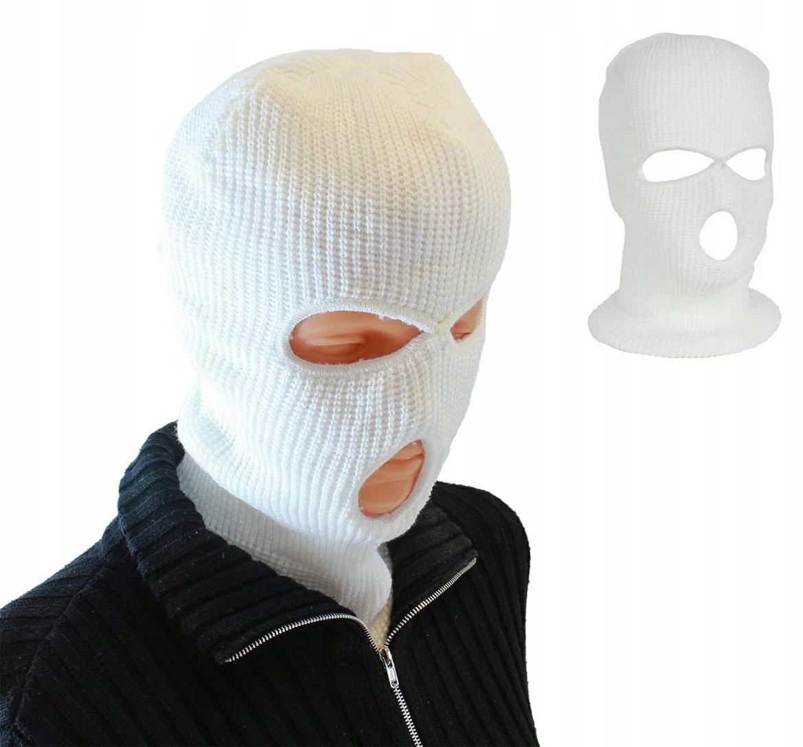 Kominiarka Balaclava 3 Otwory Biała