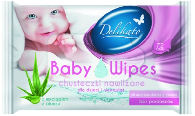 DELIKATO CHUSTECZKI NAWILŻANE Z WYCIĄGIEM Z ALOESU 72 SZT. fo