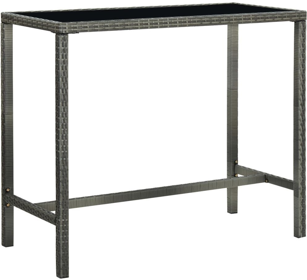 vidaXL Lumarko Ogrodowy stolik barowy, szary 130x60x110 cm, polirattan i szkło! 313462