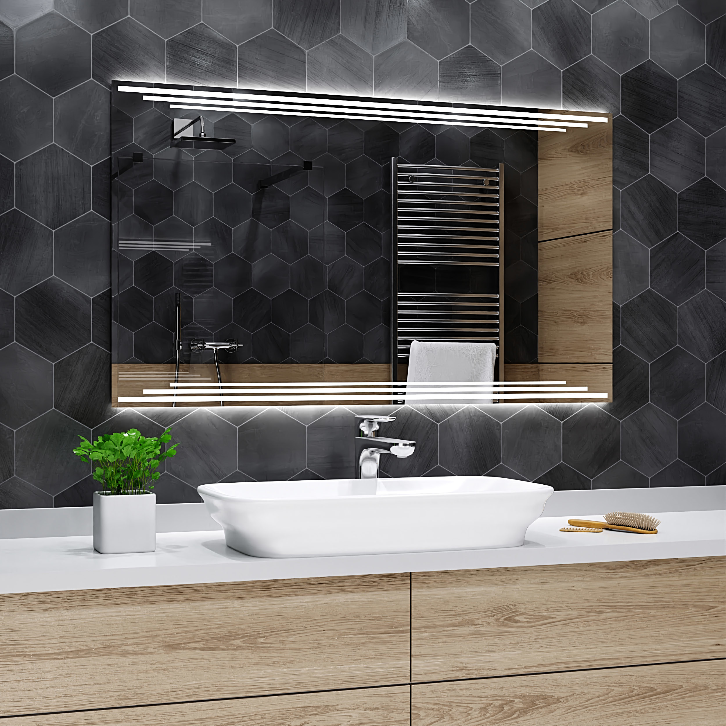 Alasta Lustro Łazienkowe z Podświetleniem LED - rozmiar 170x70cm - zimny kolor LED - Model Birma
