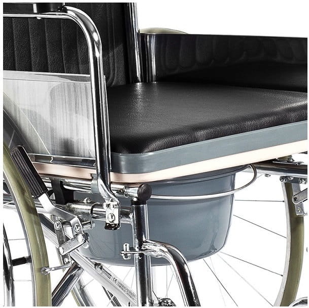 Timago Wózek inwalidzki z funkcją toalety, stalowy FS681 (Siedzisko z wycięciem U) FS681