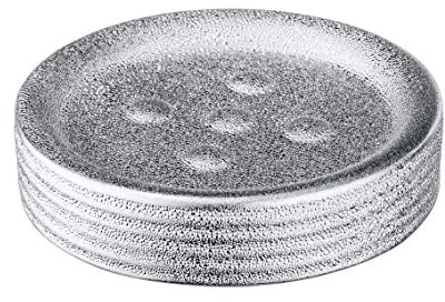 Wenko 21994100 półka na mydło Polaris klejnot, ceramika, srebrny, 11 x 11 x 2,5 cm 21994100