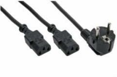 InLine -Y kabel zasilający  1 X wtyczka ze stykiem ochronnym do 2 X złącze IEC  3 m, 16657e 16657E