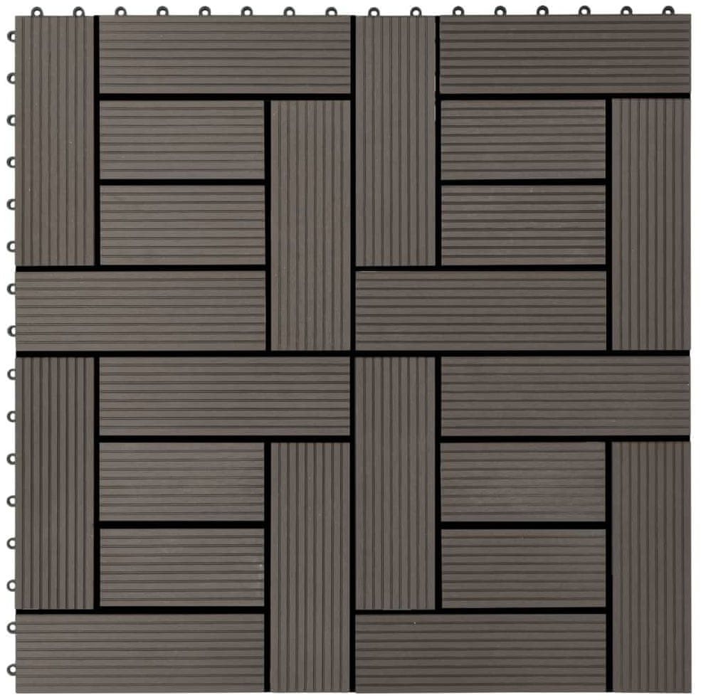 shumee Płytki tarasowe 11 szt. WPC 30 x 30 cm 1 m ciemny brąz
