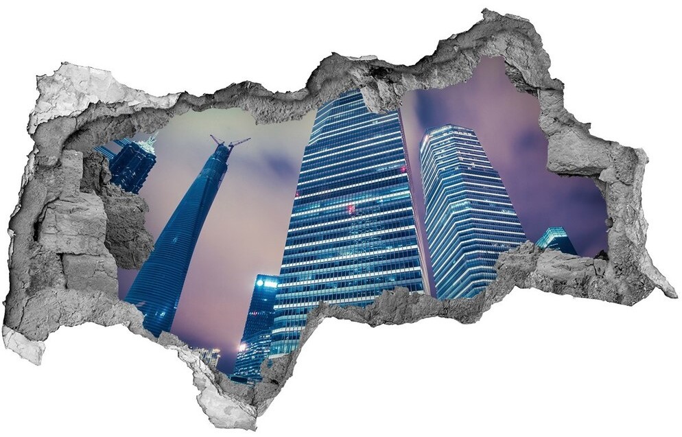 Wallmuralia.pl Fototapeta dziura na ścianę 3d Drapacze chmur