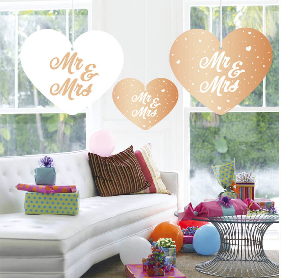 FOL Dekoracje wiszące Serca Mr & Mrs - 5 szt. F21420