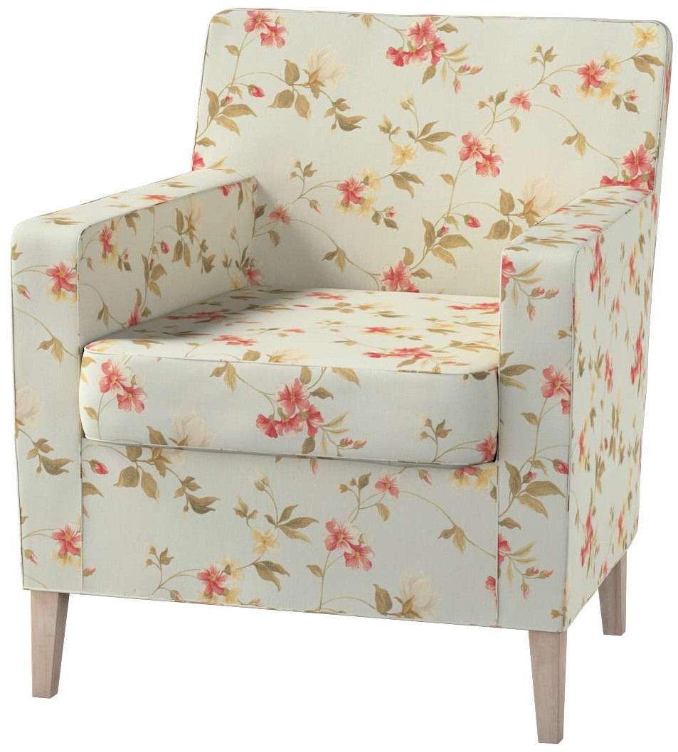 Dekoria pl pl Pokrowiec na fotel Karlstad kwiatki na jasno-błękitnym tle 61 x 56 x 80 cm Londres 621-143-89
