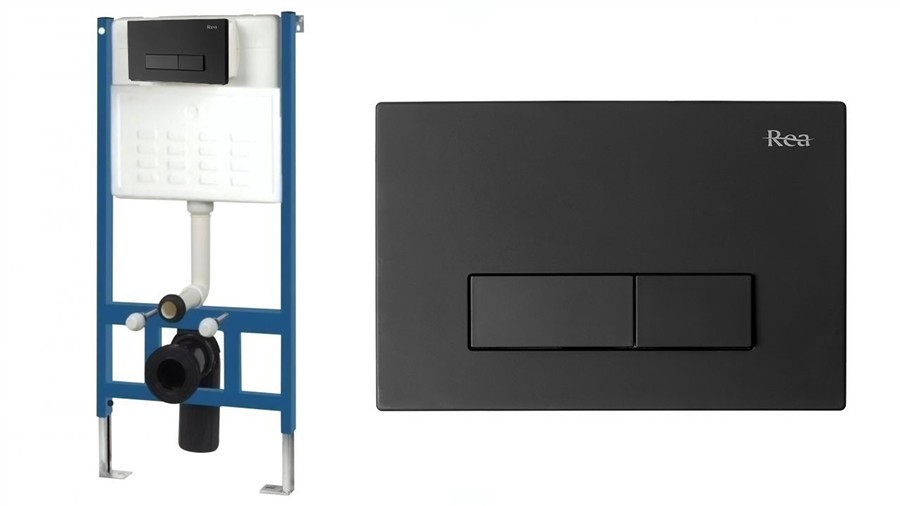 REA Stelaż podtynkowy wc zestaw z przyciskiem H Black E3650