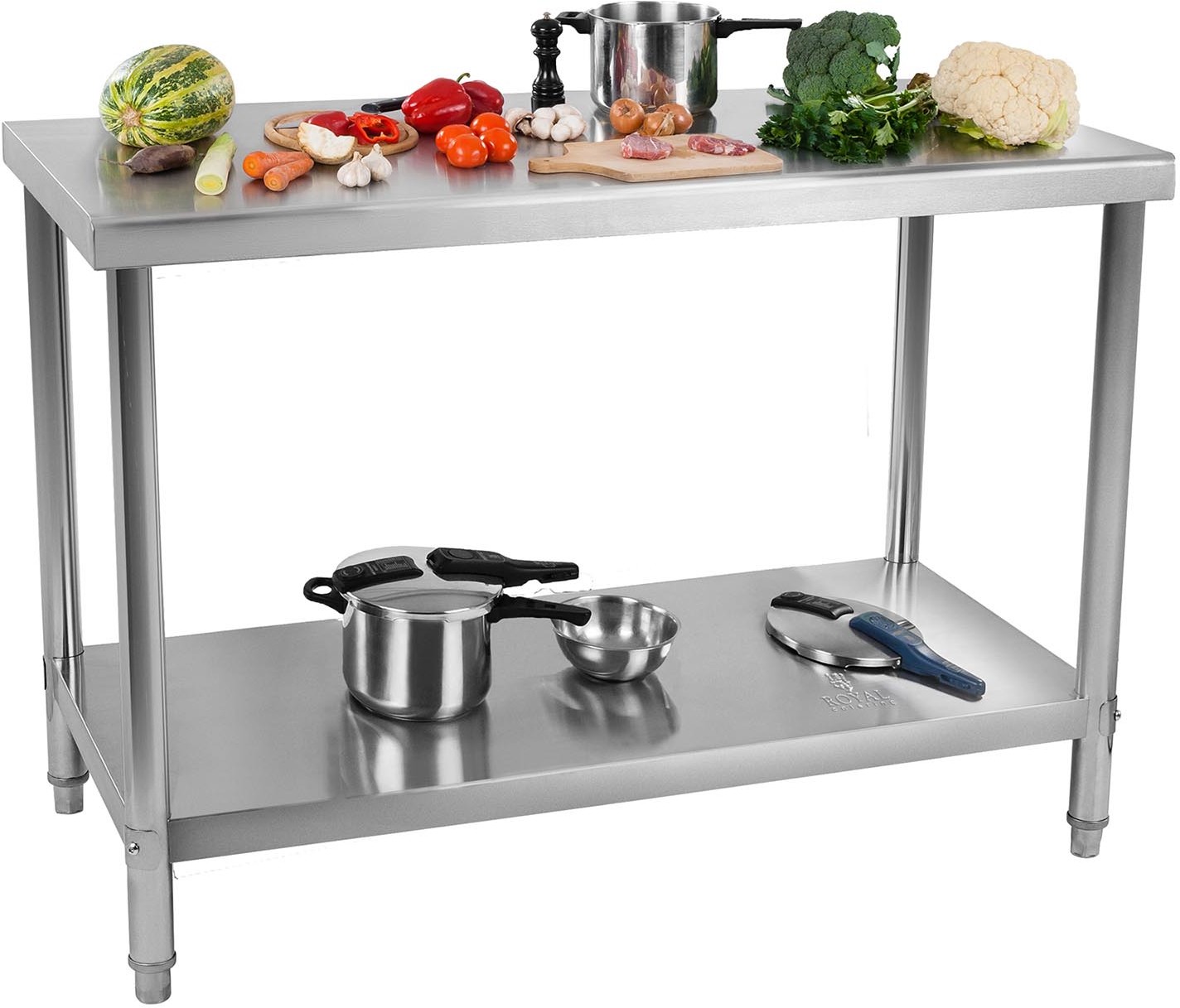 Royal Catering Stół roboczy - 120 x 60 cm - 137 kg - stal nierdzewna - Catering - RCWT-120X60S RCWT-120X60S