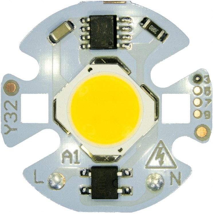 Dioda Led Cob 5W 490lm Biała 32mm prosto pod 230V
