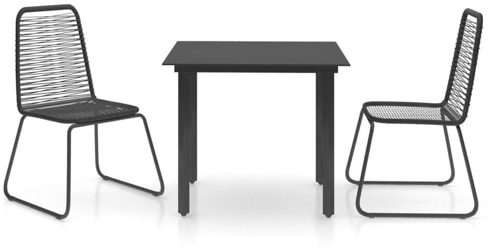 shumee shumee 3 częściowy zestaw mebli ogrodowych z rattanu PVC czarny