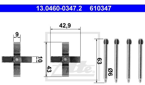 ATE ZESTAW INST KLOCKA HAM  13.0460-0347.2 SAAB 9-5 2.3 T BIOPOWER 07-/ OPEL VECTRA B 2.2I 16V 00-03