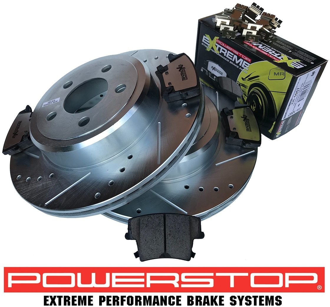 POWERSTOP Tylne klocki + WIERCONE wentylowane tarcze hamulcowe POWERSTOP Dodge Challenger AR8362XPR+Z26-1057