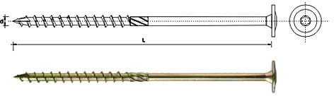 PFS SCREW WKRĘT DO DREWNA Z KOŁNIERZEM NA TORX OCYNKOWANY 8*220MM T40 SPKK 8*220 [6684204]