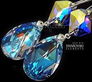 Arande SWAROVSKI piękne kolczyki+wisior BLUE AURORA 28+20 2097639295