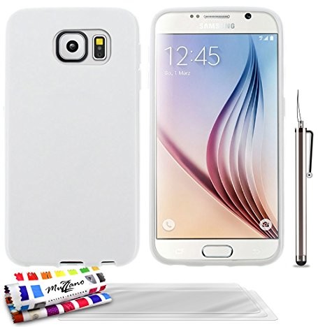 MUZZANO Oryginalna hybrydowa elastyczna powłoka z 3 ultra przezroczystymi foliami ochronnymi do Samsung Galaxy S6 - biała CASPERIA ORIGINAL F1408894
