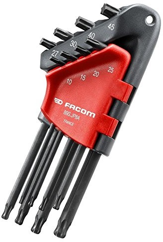 Facom klucz z uchwytem, Torx, długie, z przegubem kulowym denkiem głowy, komplet 8 zostać ustalony firmy, w składany uchwyt, 1 sztuki, 89s.jp8 a FCM89SJP8A