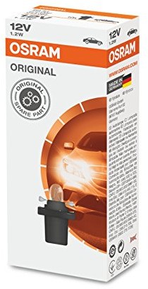 Osram Original B8.5d 2721MF żarówka halogenowa z trzonkiem z tworzywa sztucznego, 12 V, 1,2 W, do podświetlania deski rozdzielczej i wskaźników, składane pudełko, 10 sztuk 2721MF