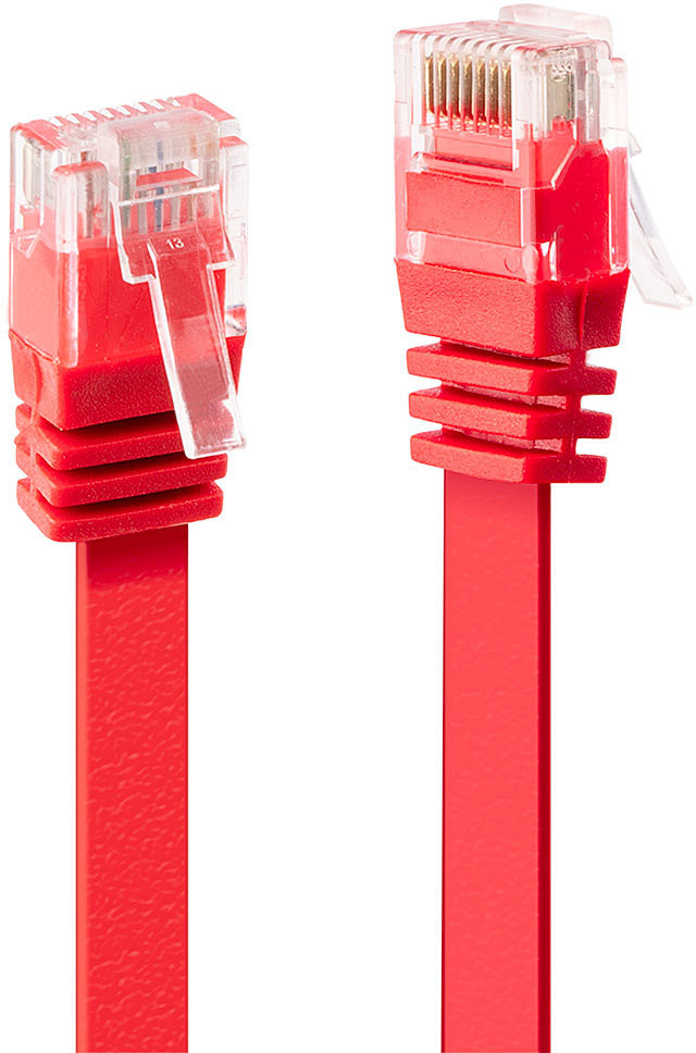Lindy 47515 Kabel sieciowy skrętka) RJ45 Cat.6 U/UTP płaski Czerwony 10m LY-47515
