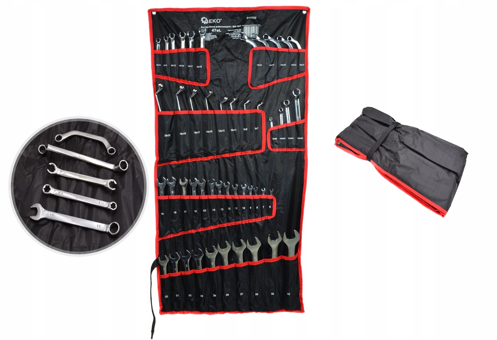 GEKO Zestaw Kluczy Klucze Płasko Oczkowe Torx 47EL