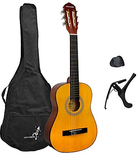 3rd Avenue 3rd Avenue Rocket 1/2 rozmiar Junior gitara klasyczna dla początkujących zestaw gitara akustyczna z nylonowymi strunami, torba na Gig Bag, kapo i kostki XF201EN