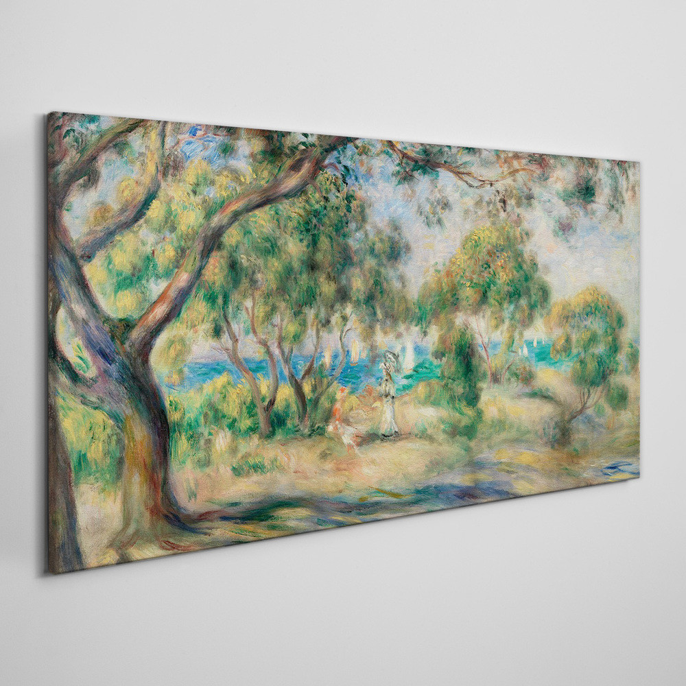 PL Coloray Obraz Canvas drzewa wybrzeże fale statki 100x50cm