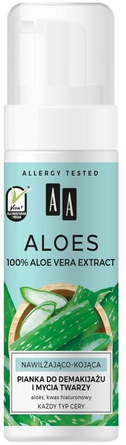 AA Aloes 100% Aloe Vera Extract pianka do demakijażu i mycia twarzy nawilżająco - kojąca 150ml 100905-uniw
