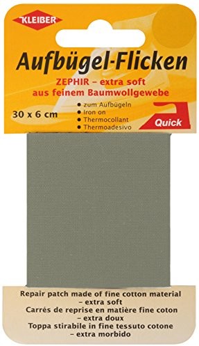 Kleiber 30 x 6 cm bardzo miękka, delikatna, bawełniana wollaus powrotu do zdrowia tasiemka do naprasowania, jasnoszary 310-02