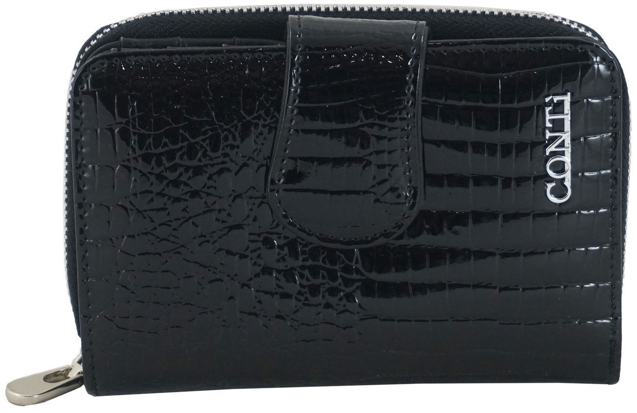Conti Ekskluzywne portfele damskie lakierowane - Czarne 115-A-1