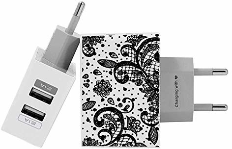 Gocase Gocase Black Lace Wall Charger ładowarka ścienna z podwójnym USB carregadorduplousb-renda-black