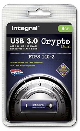 Integral 8 GB Crypto Dual Secure Password Encrypted FIPS 140  2 USB 3.0 Flash Drive. infd8gcrydl3.0140  2 INFD8GCRYDL3.0140-2