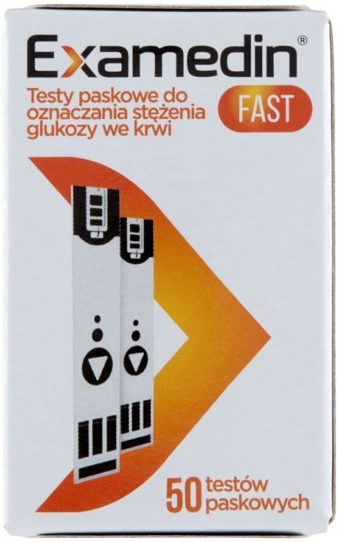 AFLOFARM FARMACJA POLSKA SP. Z O.O. Examedin Fast Testy paskowe do oznaczania stężenia glukozy we krwi 50 sztuk 9095656