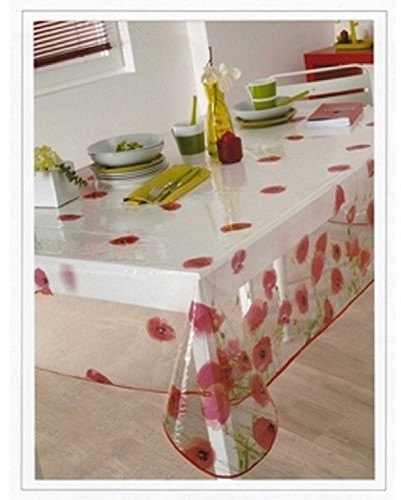 CALITEX Obrus na stół calitex Red Poppy PCW Czerwony 250 x 140 cm TRANSLUCIDE