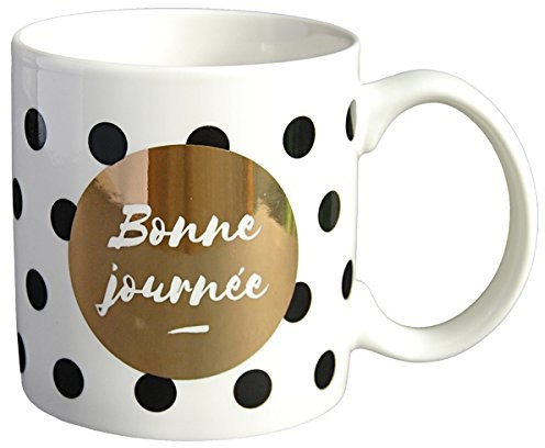 LA CARTERIE Także carterie 76000608 dzień dobry kubek porcelanowy czarny/złoty 11,6 x 9,5 x 8,2 cm 76000608