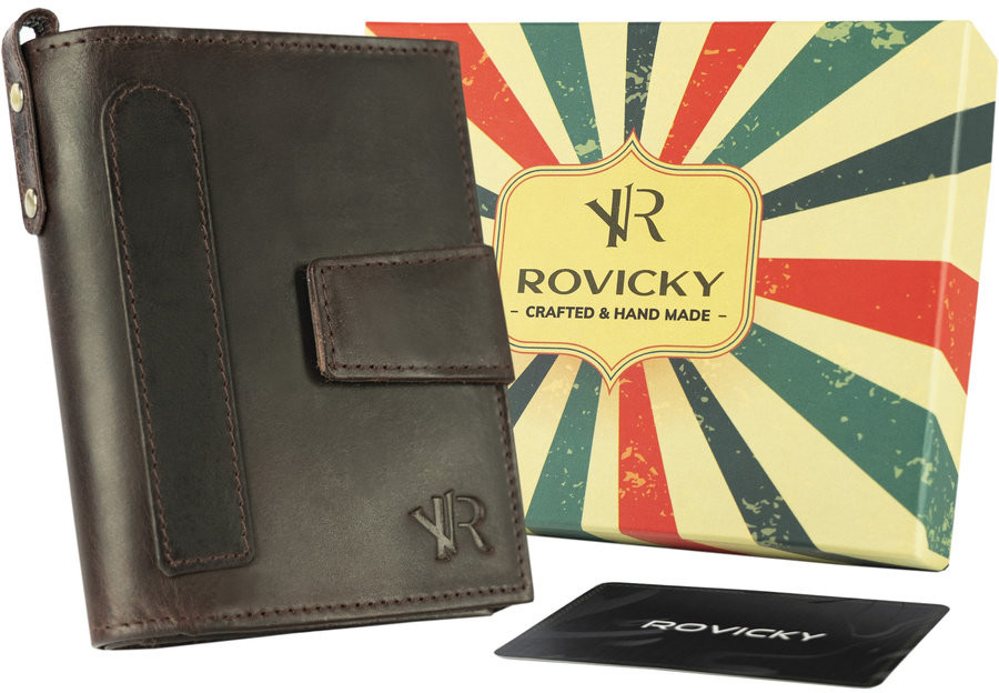 Rovicky Skórzany portfel męski w stylu retro