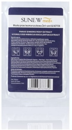 SUNEWmed+ SunewMed+ Maska przeciwzmarszczkowa Żeń-Szeń & BOTOX 31 ml DER-00494