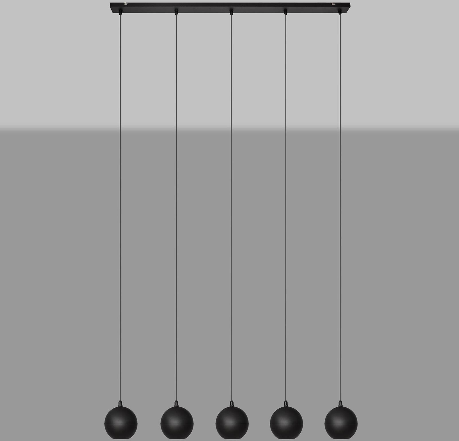 EULUNA Lampa wisząca Midnight cała czarna 5-pkt.
