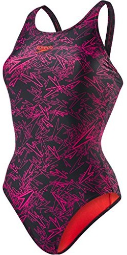 Speedo Damski kostium kąpielowy z wycięciem na plecach (muscleback) oraz technologią Allover-Print., czarny, 36 EU 8-10818B388