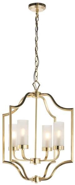 Endon LAMPA wisząca EDREA 81914 Endon świecznikowa OPRAWA metalowa ZWIS na łańcuchu złoty biały 81914
