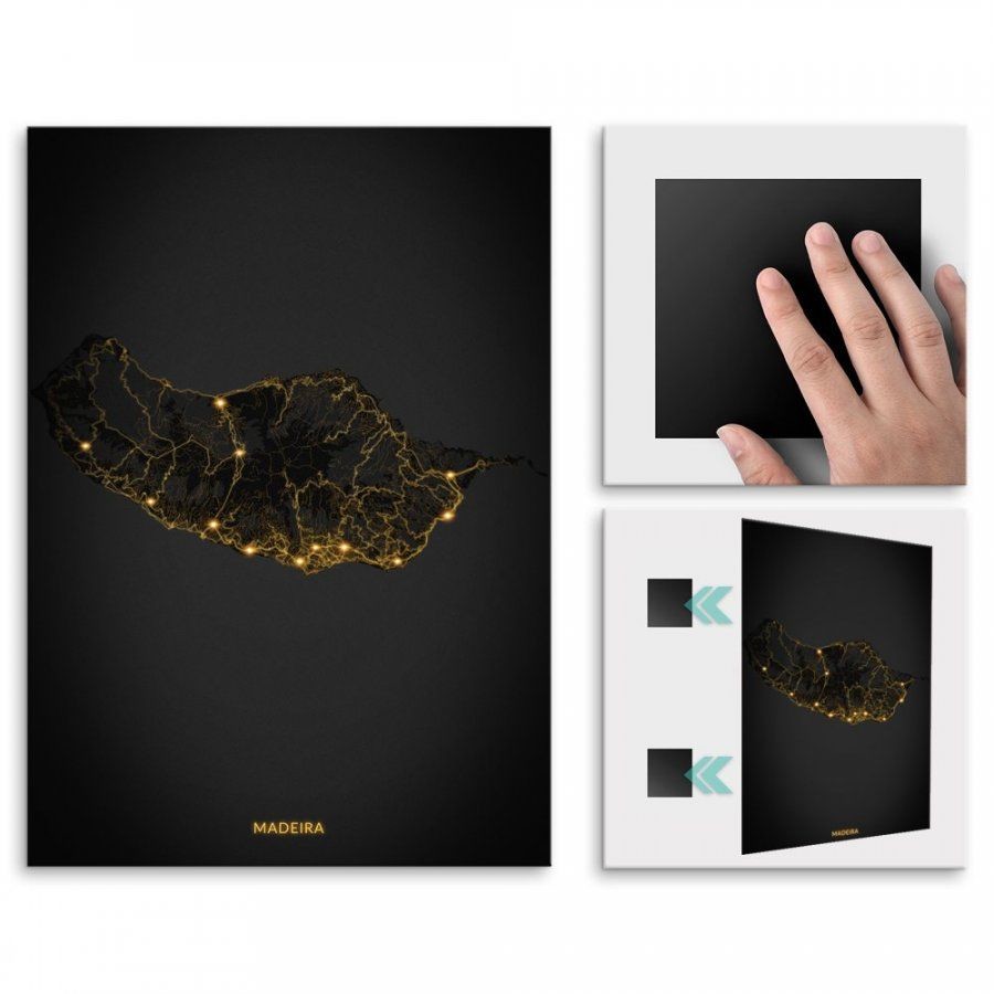 Pix4home Plakat metalowy Mapa City Lights Madera L POS-L-03775