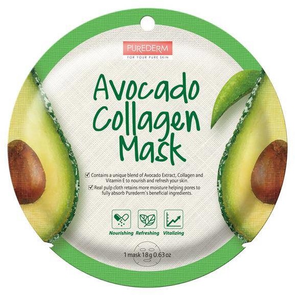 Purederm Avocado Collagen Mask maseczka kolagenowa w płacie Awokado 18g
