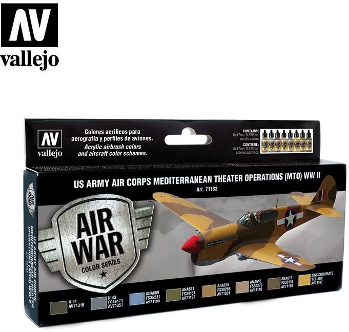 Vallejo Zestaw Air War 8 farb - US Army Air Corps Mediterranean Theater Op. (MTO) WWII Vallejo 71183