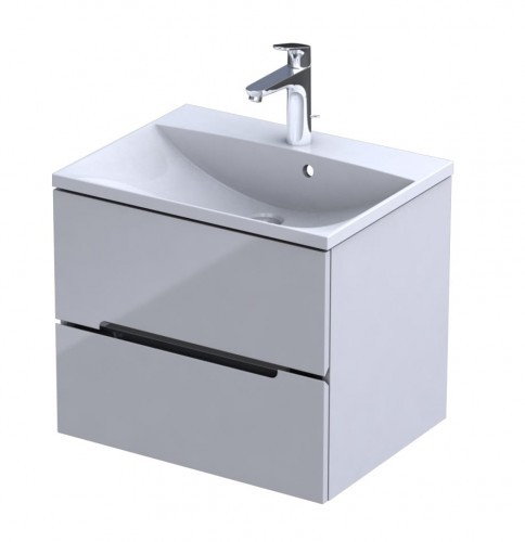 Oristo Szafka wisząca SILVER UNI 60 cm z umywalką AMELIA BIAŁY POŁYSK OR33-SD2S-60-1-V3 + UME-AM-60-92