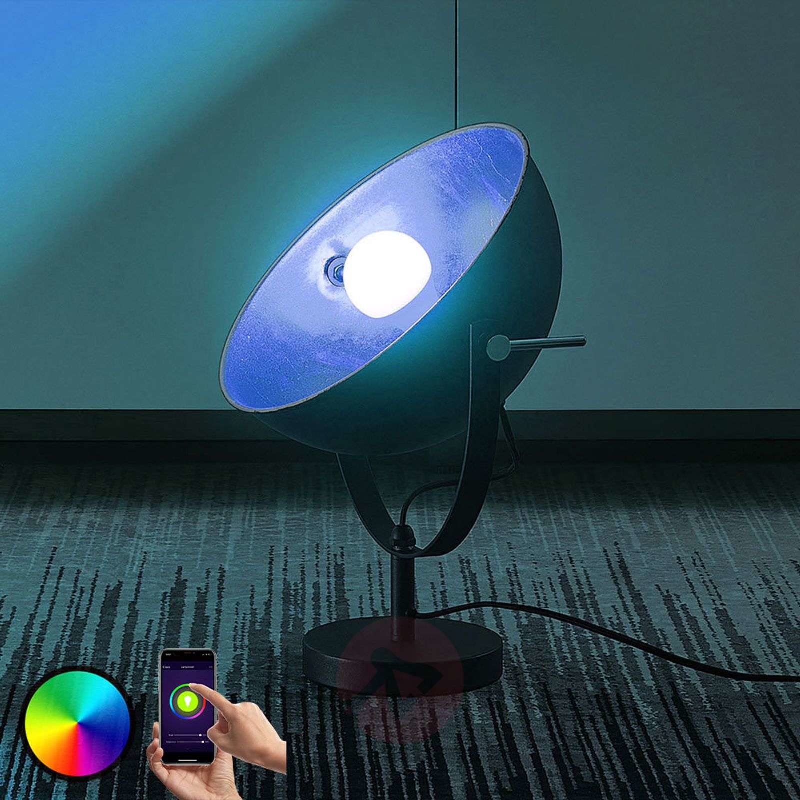 Lampenwelt com Lampa stołowa LED Muriel WiFi czarna/srebrna
