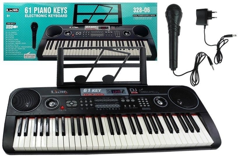 Import LEANToys Keyboard Organy 328-06 Mikrofon Zasilacz Czarny 7448