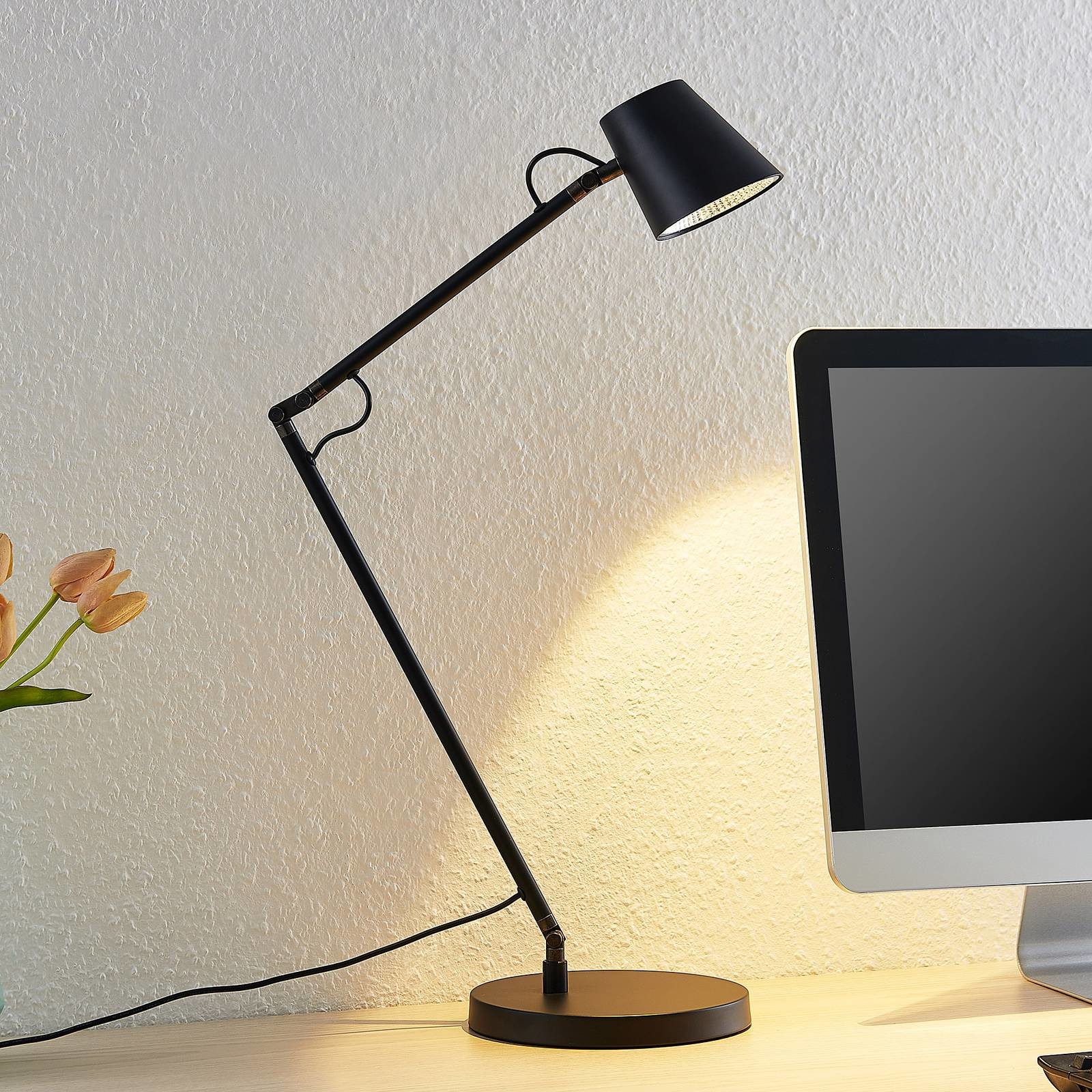 LUCANDE Lucande Tarris lampa stołowa LED, czarna